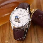 Vacheron Constantin Moon Phase Copy Watch SS Leather Strap
